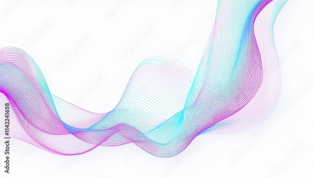 Poster abstract colorful gradient wave lines. futuristic flow of blue and purple digital curves for modern 