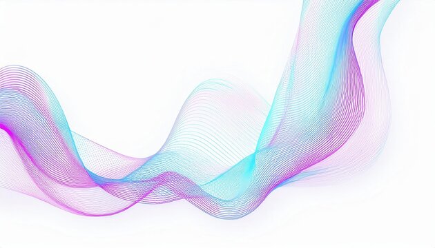 Abstract Colorful Gradient Wave Lines. Futuristic Flow of Blue and Purple Digital Curves for Modern Art, Technology, AI Visualizations, Web Design Backgrounds, and Creative Innovation Concepts