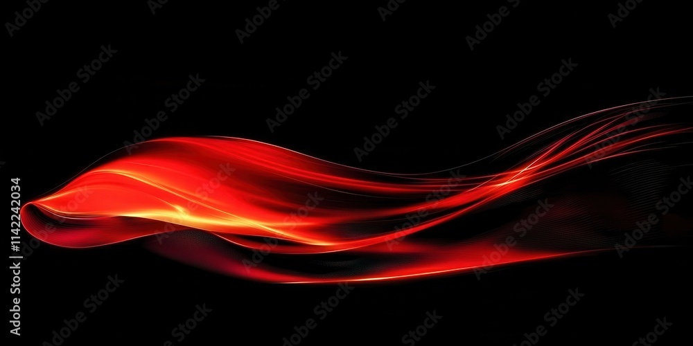 Poster red wave of light is shown on a black background