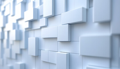 Abstract Light Blue Cuboid Wall Structure