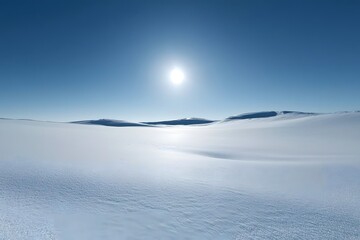 Obraz premium Vast White Snowy Landscape Under Bright Sunlight and Clear Sky
