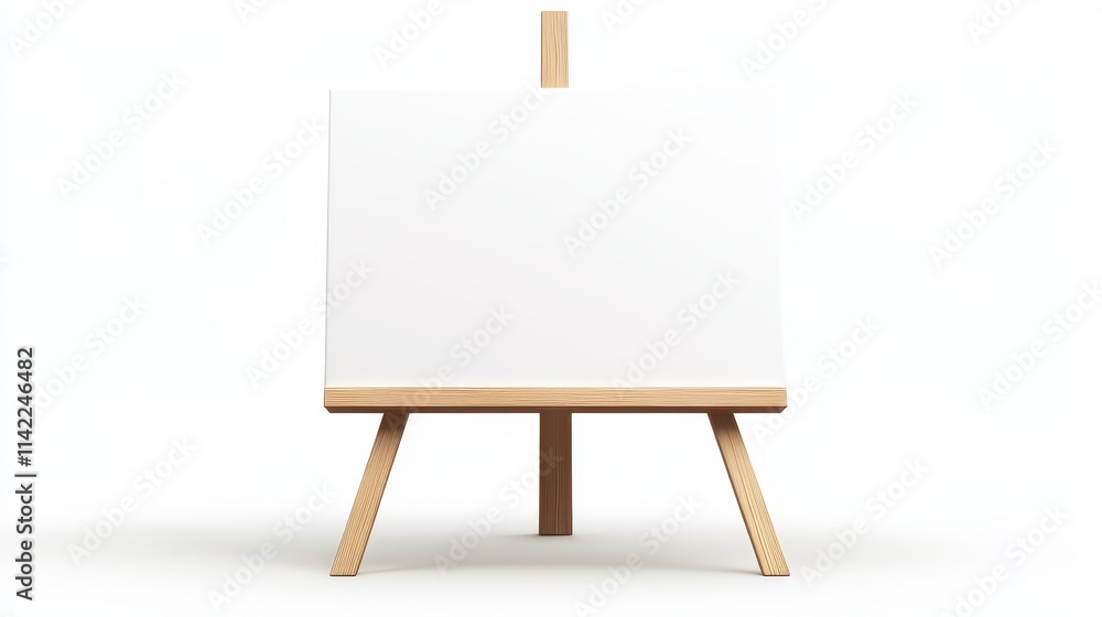 Poster blank canvas on an easel in a minimalist setting ready for artistic creation
