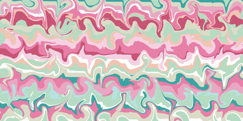 Abstract style chaotic wavy blue, white, pink, green background. Hand drawn multicolored vector illustration for holidays, cards, business, banners, wallpaper, textile, wrapping	
