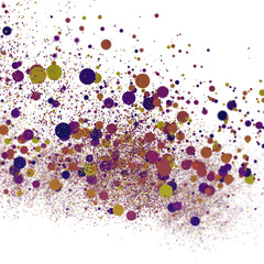  Colorful assorted confetti with serpentine on white