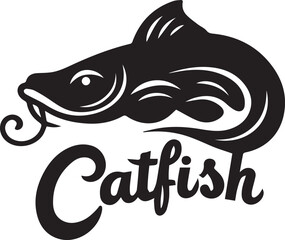 Stylish Black and White Catfish Logo Design