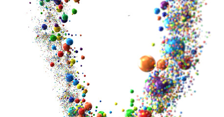  Colorful assorted confetti with serpentine on white