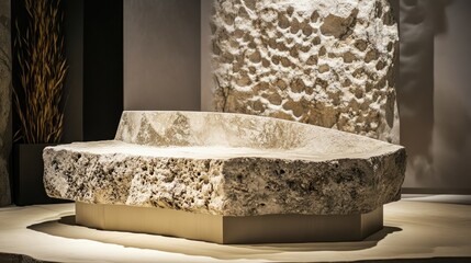 Stone Bench in Minimalist Interior
