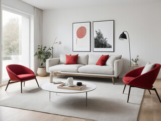 Modern living room design cozy home interior photography stylish environment bright viewpoint...