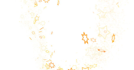 Stars - Banner with golden decoration. Festive border with falling glitter dust and stars.