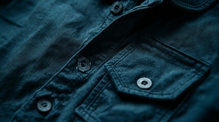 Naklejka premium Close-Up Shot of Dark Shirt Mockup Featuring Front Pocket Details and Texture Highlights
