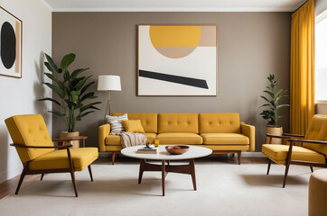 Modern living room design contemporary home interior decoration cozy environment wide angle view minimalist concept