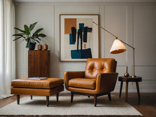 Stylish modern living room furniture arrangement cozy home interior furniture showcase warm...