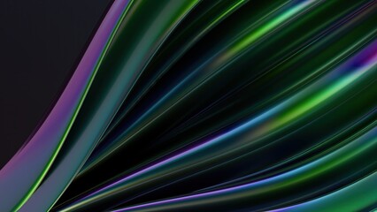 An abstract background featuring a luxurious and modern 3D rendering of twisted dark chrome curves on a metal plate.