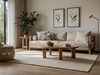 Modern living room design cozy home interior decor bright natural light minimalist style