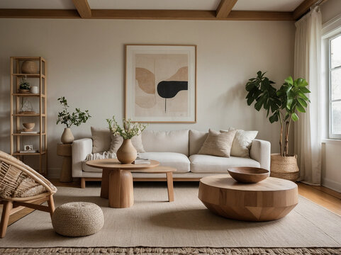 Fototapeta Modern living room design inspiration cozy home interior decor minimalist style natural light contemporary concept