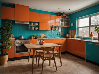 Modern kitchen design showcase residential home interior photography bright colors contemporary style aesthetic appeal