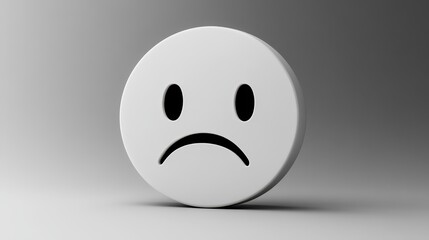 Fototapeta premium Sad face symbol in minimal black and white vector art, conveying emotions effectively