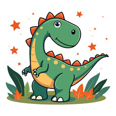 cute dinosaur cartoon vector art