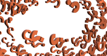 Colored question marks background. 3D Rendering..