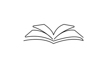 Continuous line drawing of book opening vector illustration, Continuous line drawing of book opening vector illustration, Continuous one-line drawing of book opening vector graphic illustration.