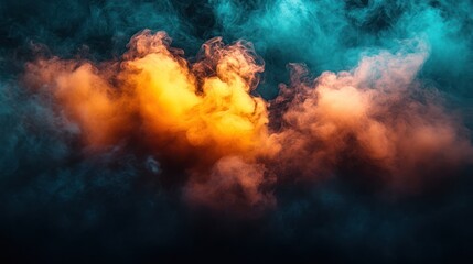Fototapeta premium Abstract colorful smoke clouds on black background.