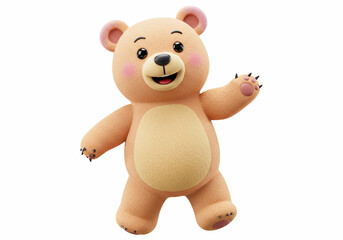 Adorable cartoon bear waving with a cheerful smile