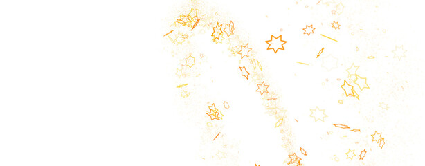 Stars - Banner with golden decoration. Festive border with falling glitter dust and stars.