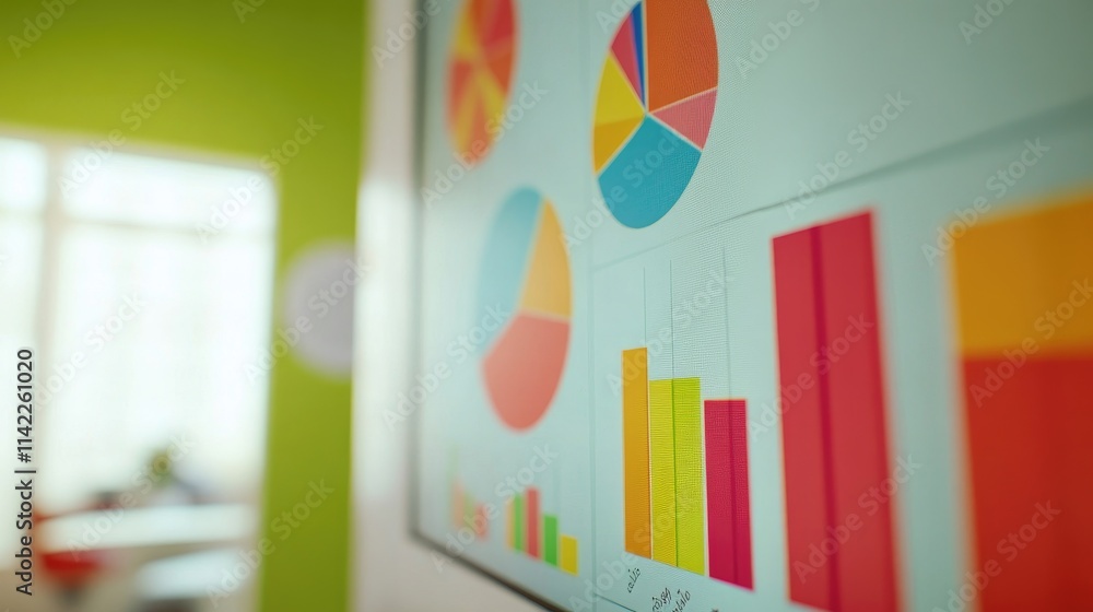 Aufkleber a close-up view of a colorful bar chart displayed on a digital screen, showcasing various financial 