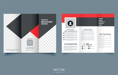 Red modern trifold business brochure template