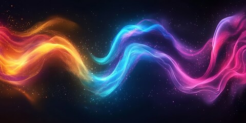 Fototapeta premium Abstract vibrant multicolored wavy smoke design.