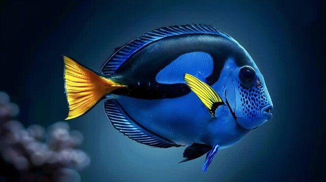 Blue Tang fish in coral reefs.