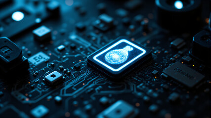 A captivating close-up of a blue LED circuit board highlighting its intricate details and technology.