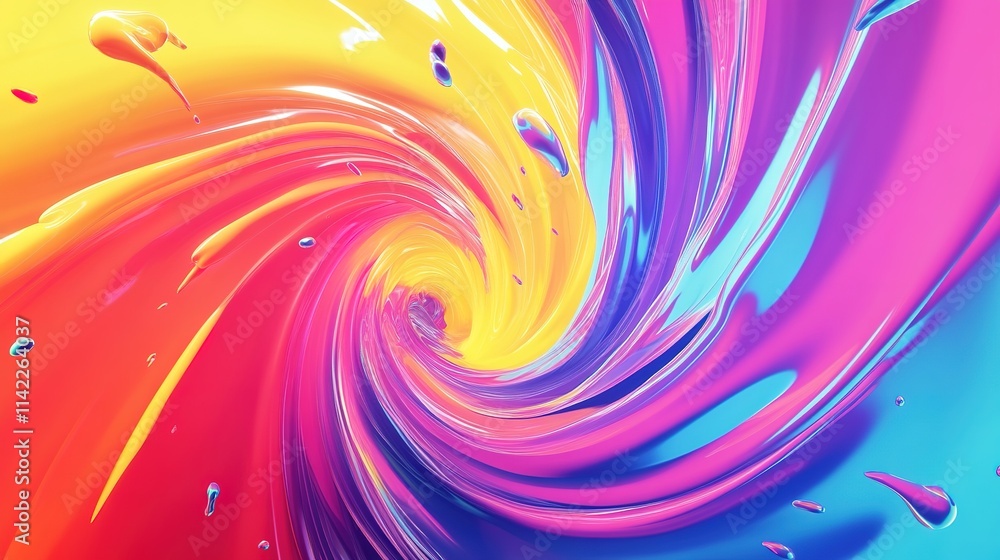 Poster vibrant swirl of colors with dynamic motion effect.