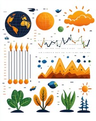 vibrant infographic illustrating climate change data. features graphs, charts, and environmental icons. perfect for presentations, reports, or educational materials.