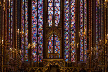 stained glass window in church, Sainte Chapelle, Paris, France