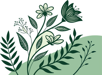 pattern with green leaves