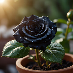 black rose in a garden