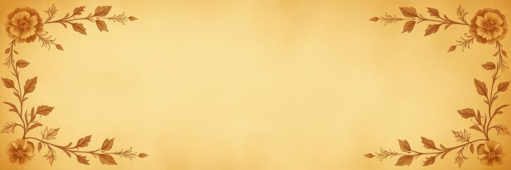 Creamy aged paper texture with faded floral border, graphic, floral