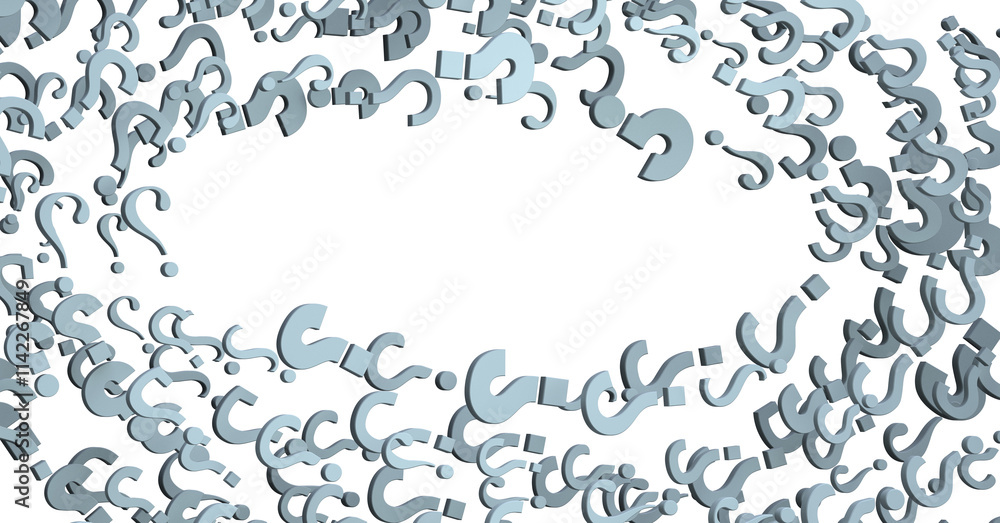 Aufkleber colored question marks background concept. 3D Rendering.