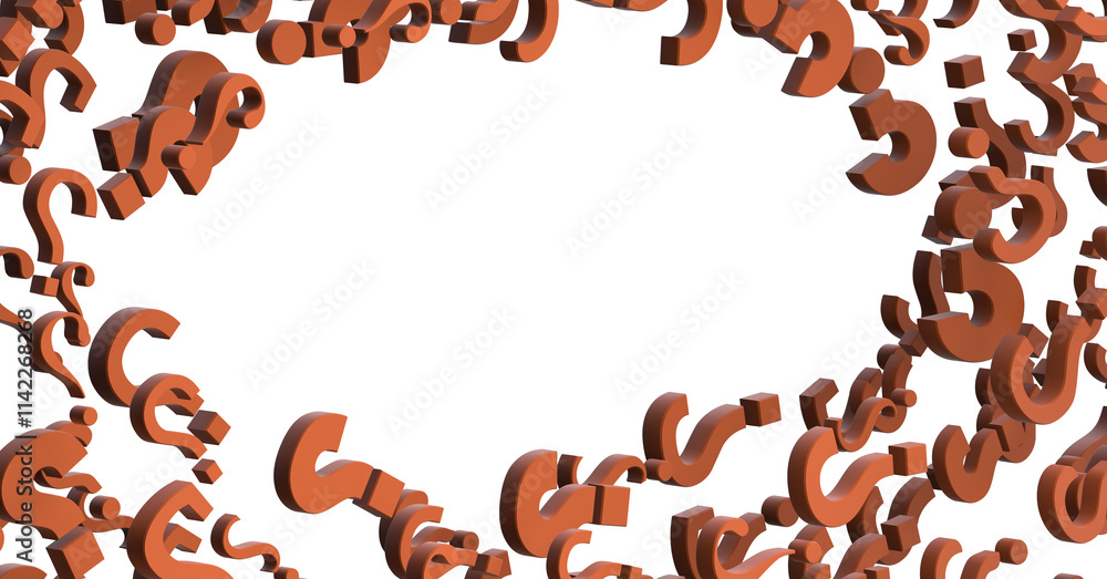 Poster Infinite question marks, original 3d rendering