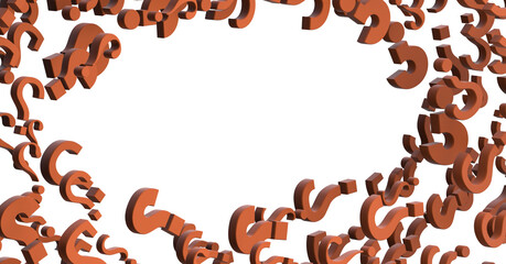 Infinite question marks, original 3d rendering