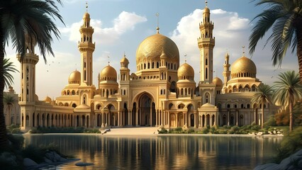The fabulous Sultan's palace from the Arabic fairy tale the magic lamp
