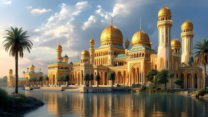 The fabulous Sultan's palace from the Arabic fairy tale the magic lamp