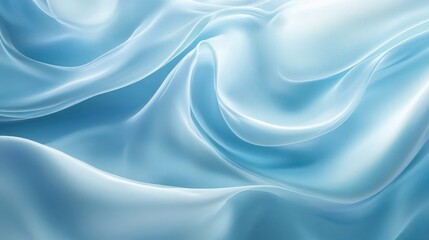 Fototapeta premium Elegant Draped Light Blue Fabric Soft Waves