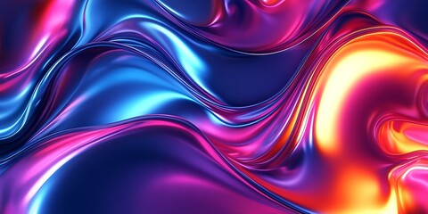 Fototapeta premium Abstract vibrant swirls of blue, pink, and orange liquid.