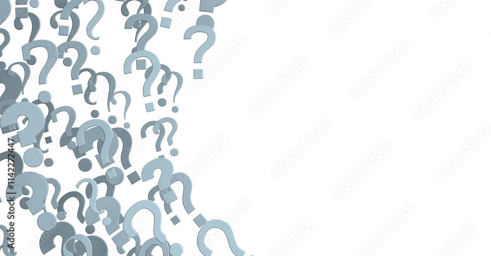 Aufkleber colored question marks background concept. 3D Rendering.