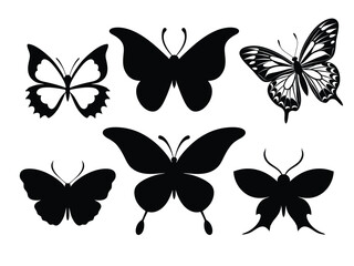 Set of Flying Butterfly Silhouettes – Elegant and Simplified Butterfly Vector Icons.