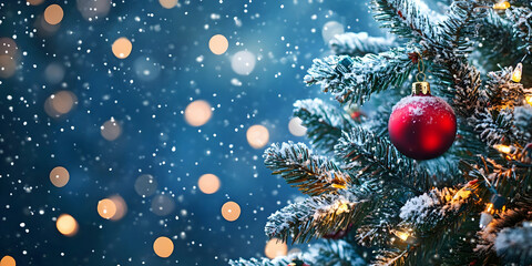 christmas tree decorations background, ai generated.