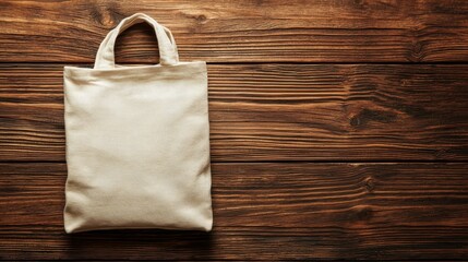 Blank Reusable Tote Bag on Wooden Surface Perfect for Eco-Friendly Shopping or Creative DIY Projects