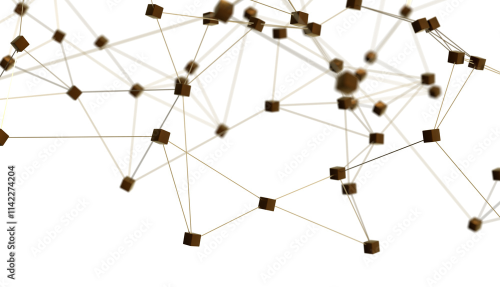Fototapete Abstract digital connection dots and lines. Technology background. Network connection structure. Plexus effect. 3d